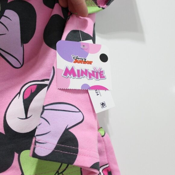 Disney Jr Minnie Mouse Baby Girls 2 Piece Outfit Shorts Set Pink Green Knit 12 M - Picture 4 of 5